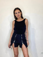 Short in denim nero multizip