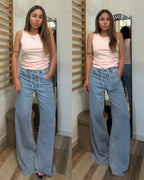 Denim in tela ultra leggera con coulisse in vita
