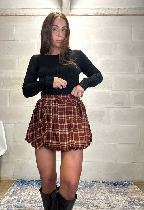 Gonna a palloncino in flanella tartan