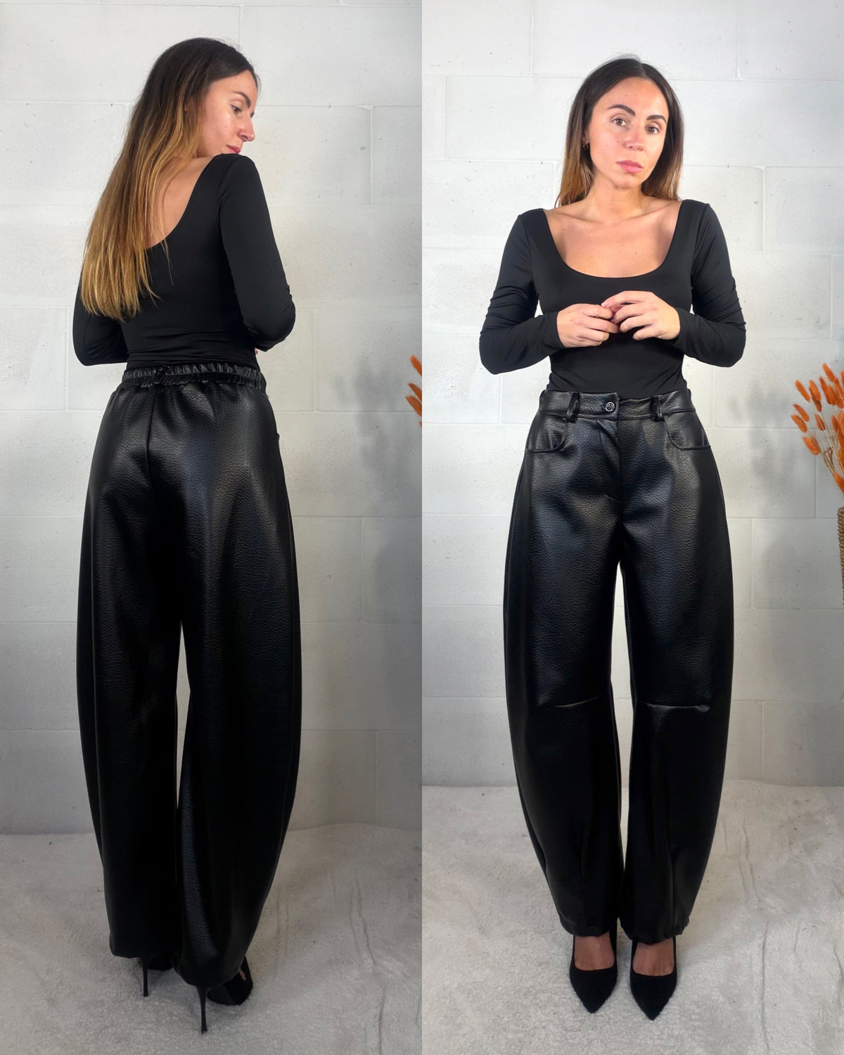 Pantalone baggy in eco pelle