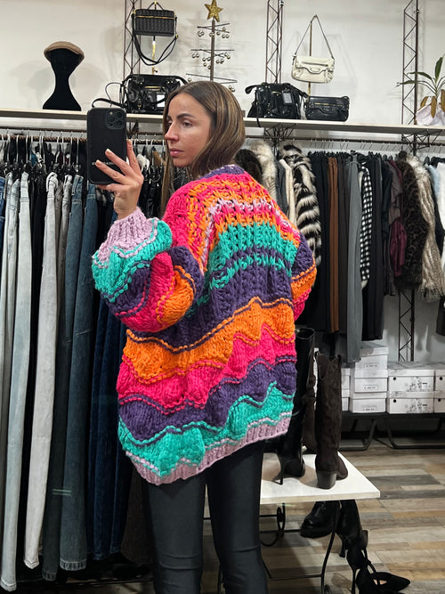 Cardigan top quality multicolor Hand Made