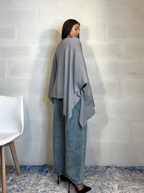 Poncho/cardigan simil lana 53% viscosa grigio