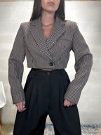 Blazer crop misto lana pied de poule