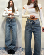 Denim portafoglio lavaggio medio/chiaro sfumato