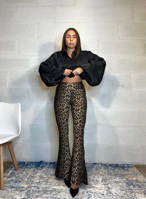 Pantaleggings elasticizzato Animalier scampanato sul fondo