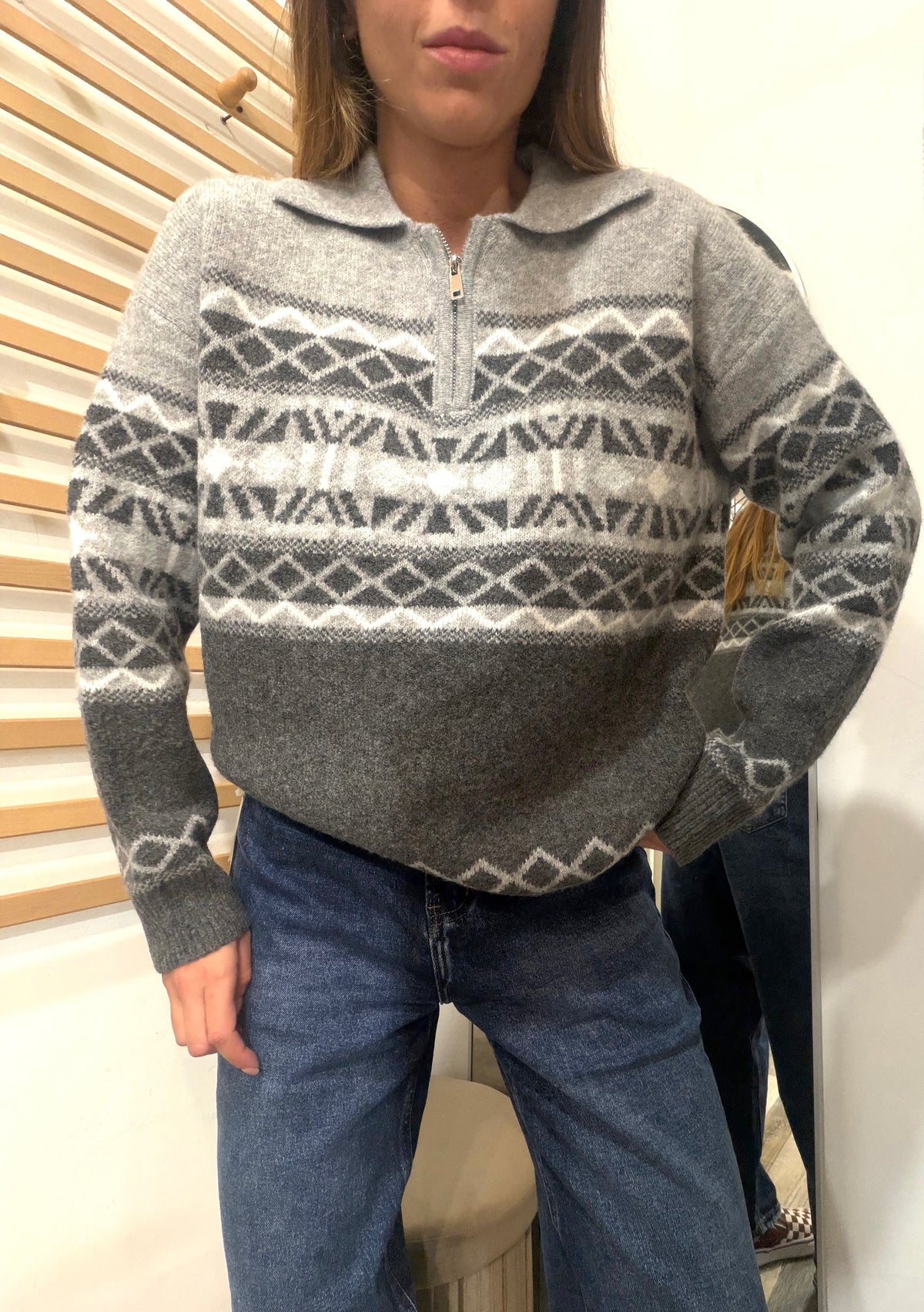 Pull polo con zip St. Moritz grigio