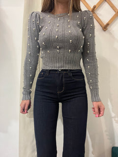 Pull perline grigio