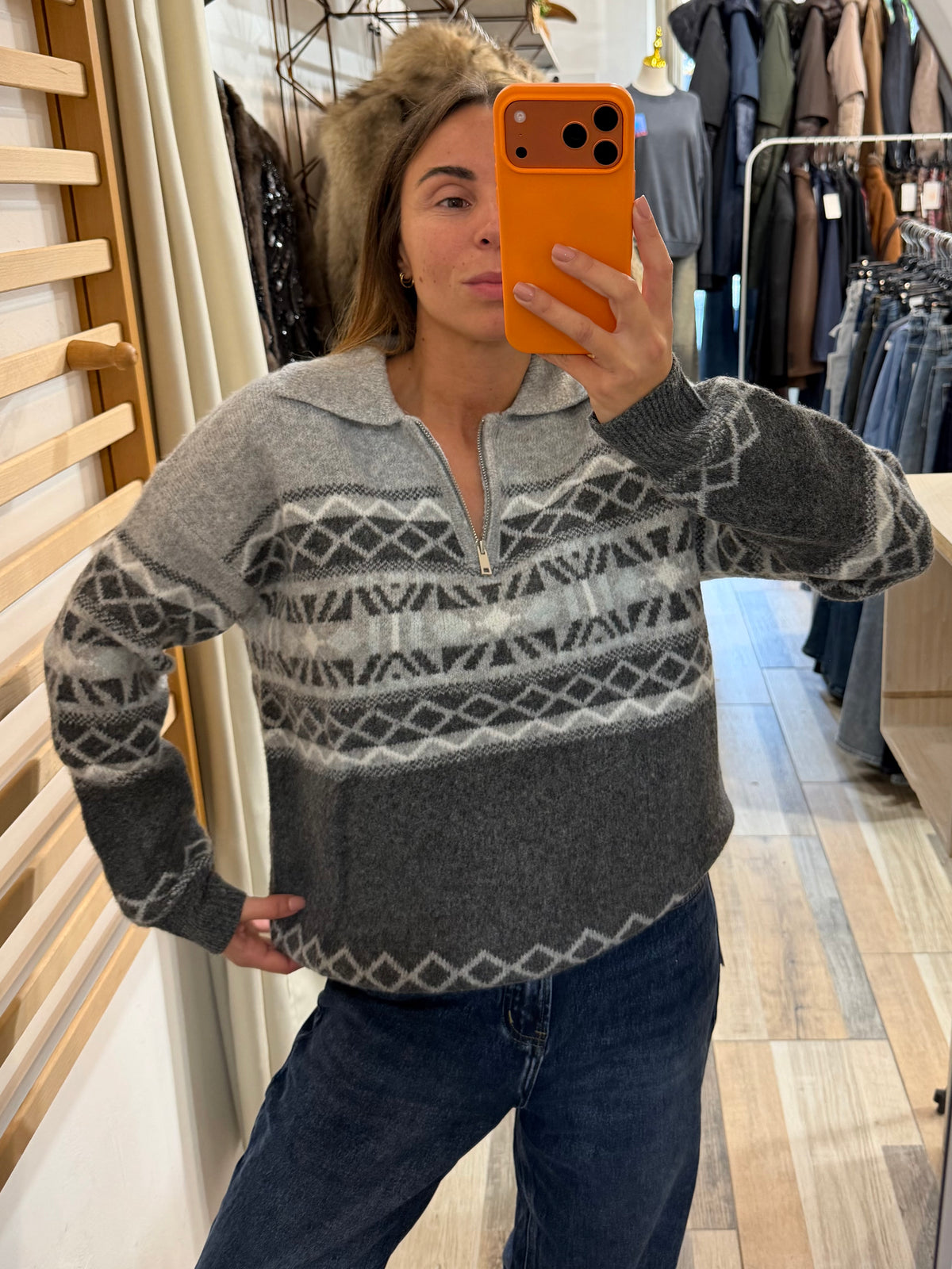Pull polo con zip St. Moritz grigio