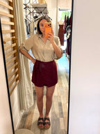 Gonna pantaloncino effetto pareo bordeux