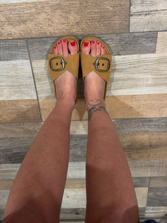 Ciabatta Madrid camel suede suola in vera pelle