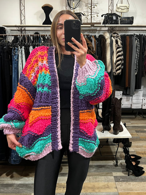 Cardigan top quality multicolor Hand Made