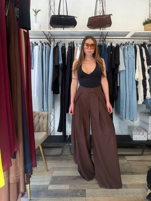 Pantalone sartoriale maxi pence marrone