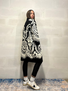 Cardigan Etnico lavorazione in spugna bianca