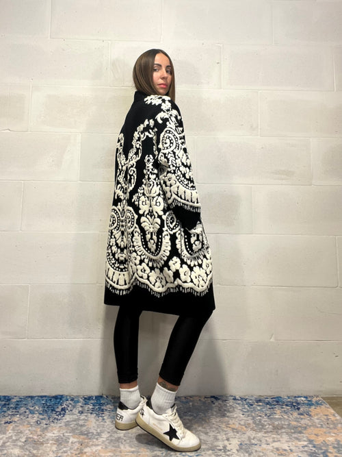 Cardigan Etnico lavorazione in spugna bianca