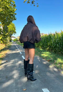 Stivale increspato Fuego nero tacco 7 cm