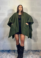 Poncho/cardigan simil lana 53% viscosa verde militare
