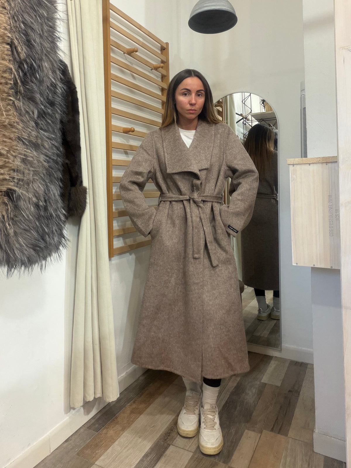 Cappotto in 70% lana Hand made beige