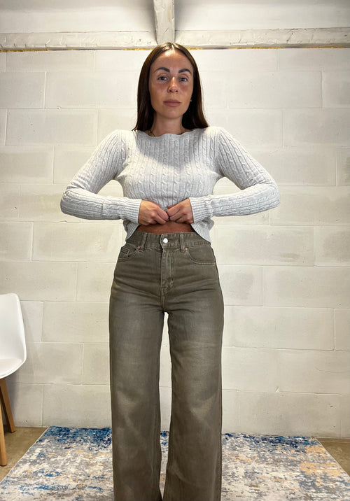 Jeans a palazzo sabbiato