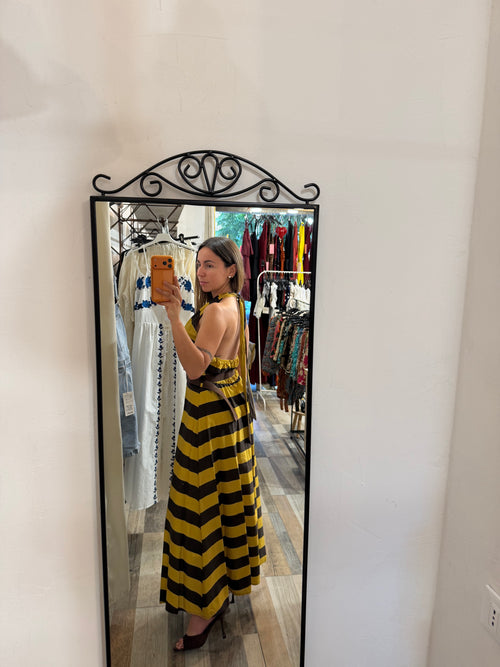 Maxi abito Giza senape/marrone