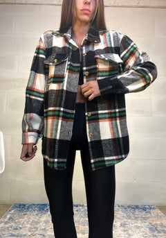 Camicione in panno nero/multicolor