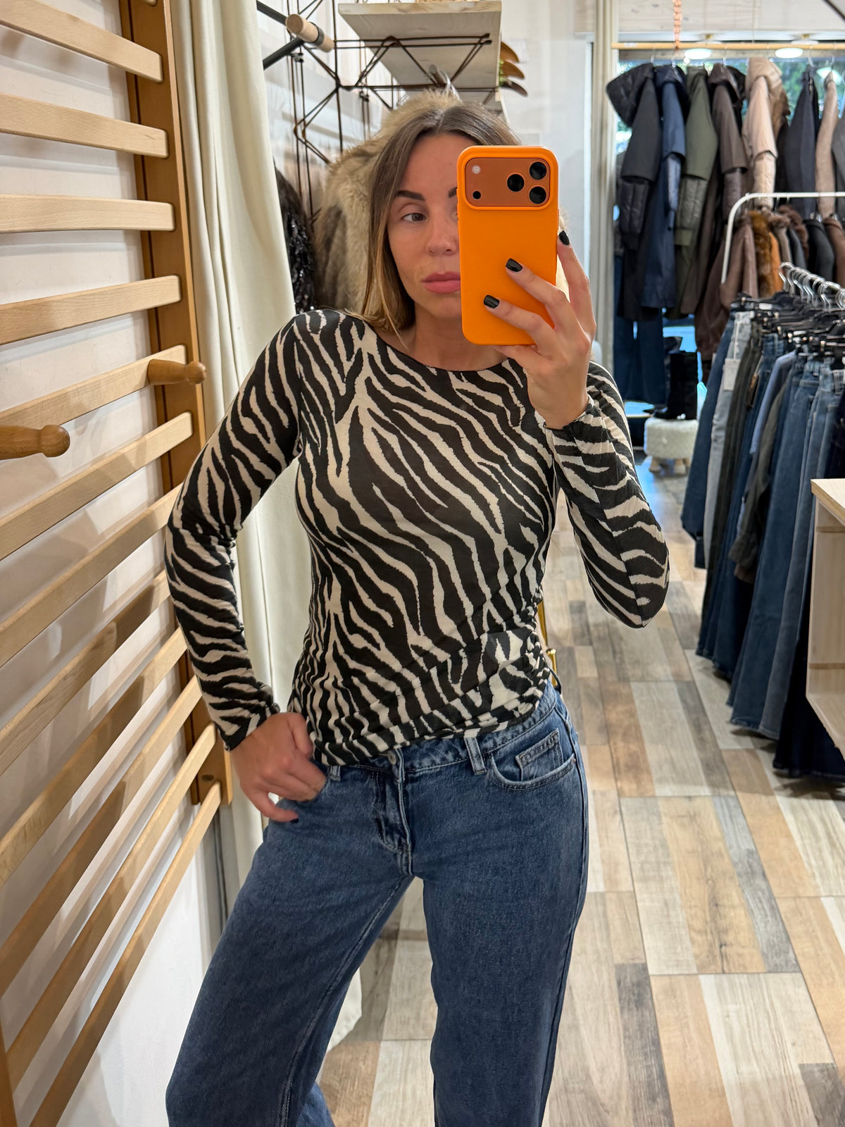 T-shirt 5% cashmere zebrata in viscosa vedo non vedo
