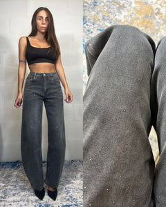 Jeans baggy nero con punti luce