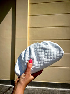 Clutch bag vera pelle bianca lavorazione Bottega