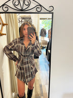 Mini dress Attico tartan in flanella