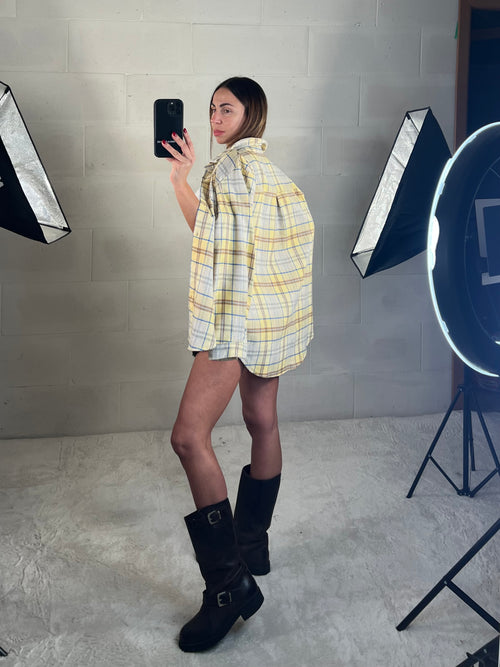 Camicetta in flanella tartan gialla