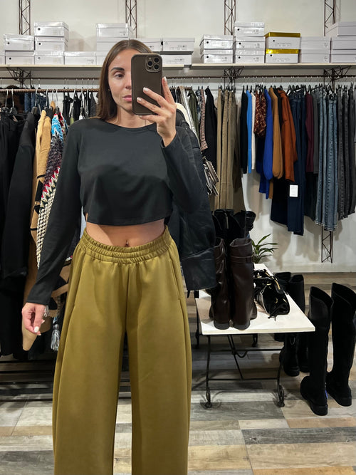 Pantalone della tuta baggy in neoprene senape