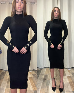 Tubino nero in maglia inserto filo lurex