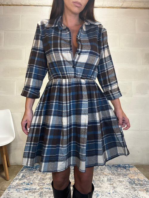 Abito chemisier in flanella tartan