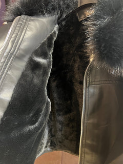 Bomber in ecopelle interno imbottito in ecopelliccia