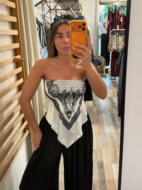 Top satinato bandana bianco