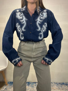 Camicia in denim ricamata Wide