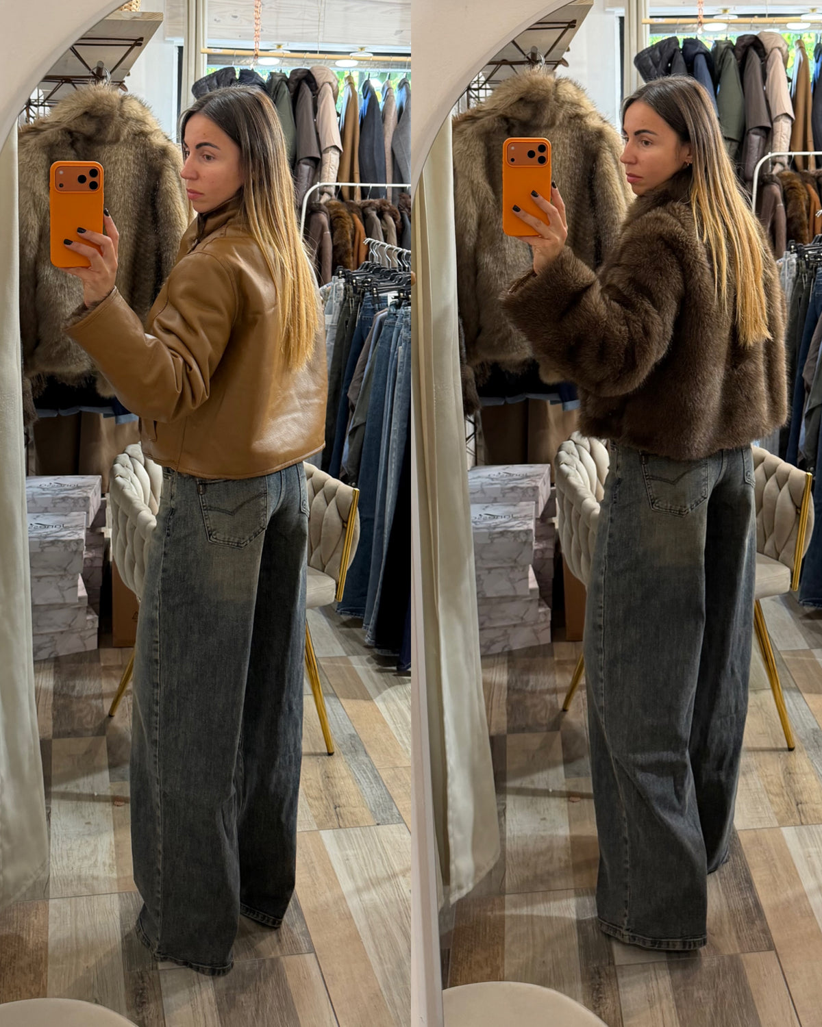 Montone ecopelle/ecofour double-face camel