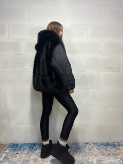 Giaccone Eskimo nero inserti ecopelliccia