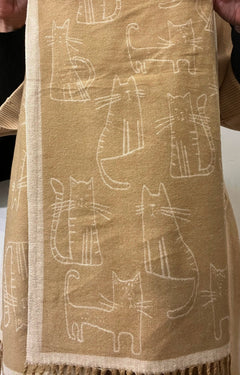 Sciarpa motivo Gatti beige