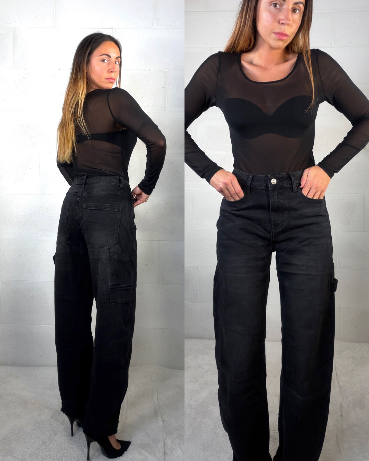 Denim nero baggy con tasconi Cars