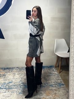 Dress Rombi modello ampio simil lana grigio