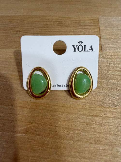 Orecchini stile vintage pietra verde