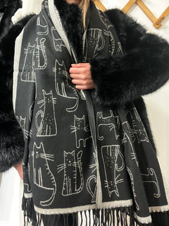 Sciarpa motivo Gatti nera