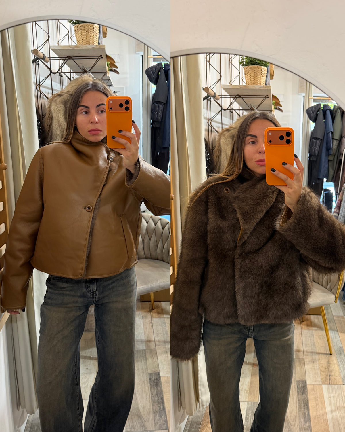 Montone ecopelle/ecofour double-face camel