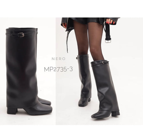 Stivale tacco largo punta quadrata Minerva