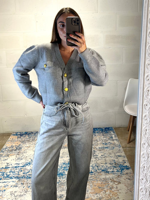 Cardigan bottoni gioiello Paris grigio