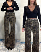 Jeans a palazzo animalier
