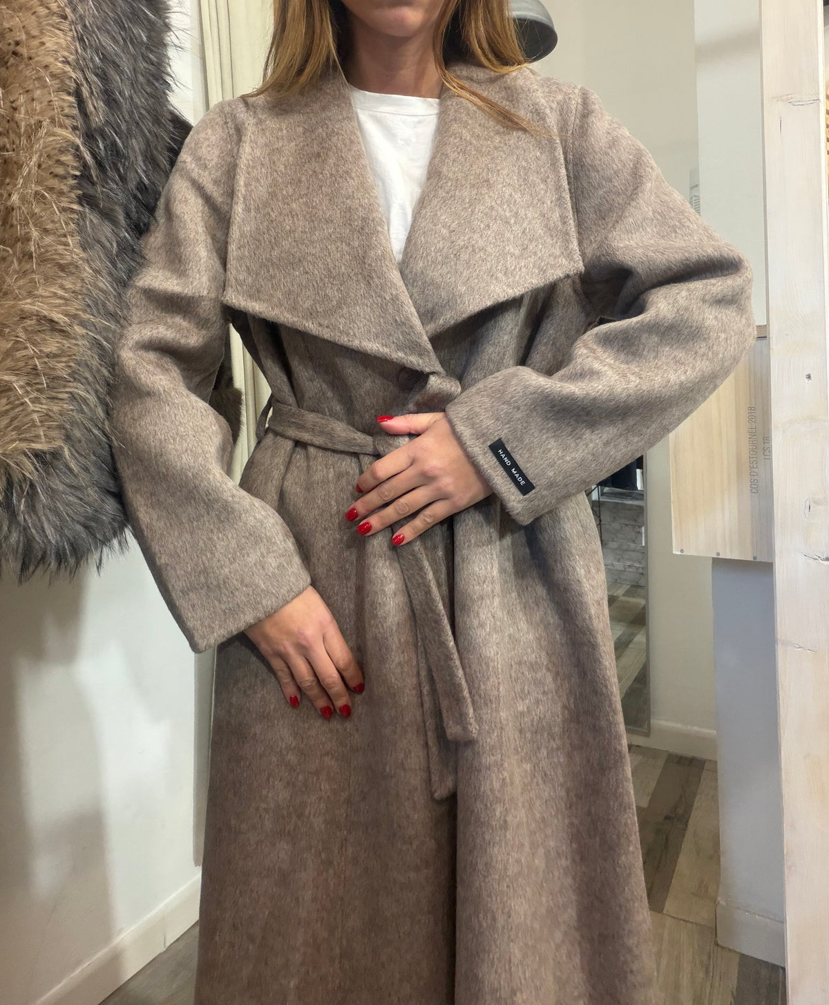 Cappotto in 70% lana Hand made beige