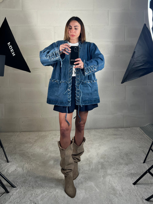 Giacca Hippie in denim modello ultra over