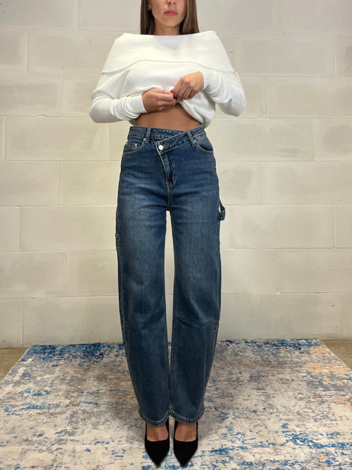 Denim baggy a portafoglio lavaggio medio