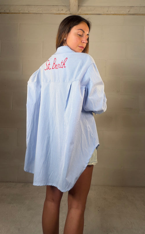 Camicione over rigato St.Barth azzurro